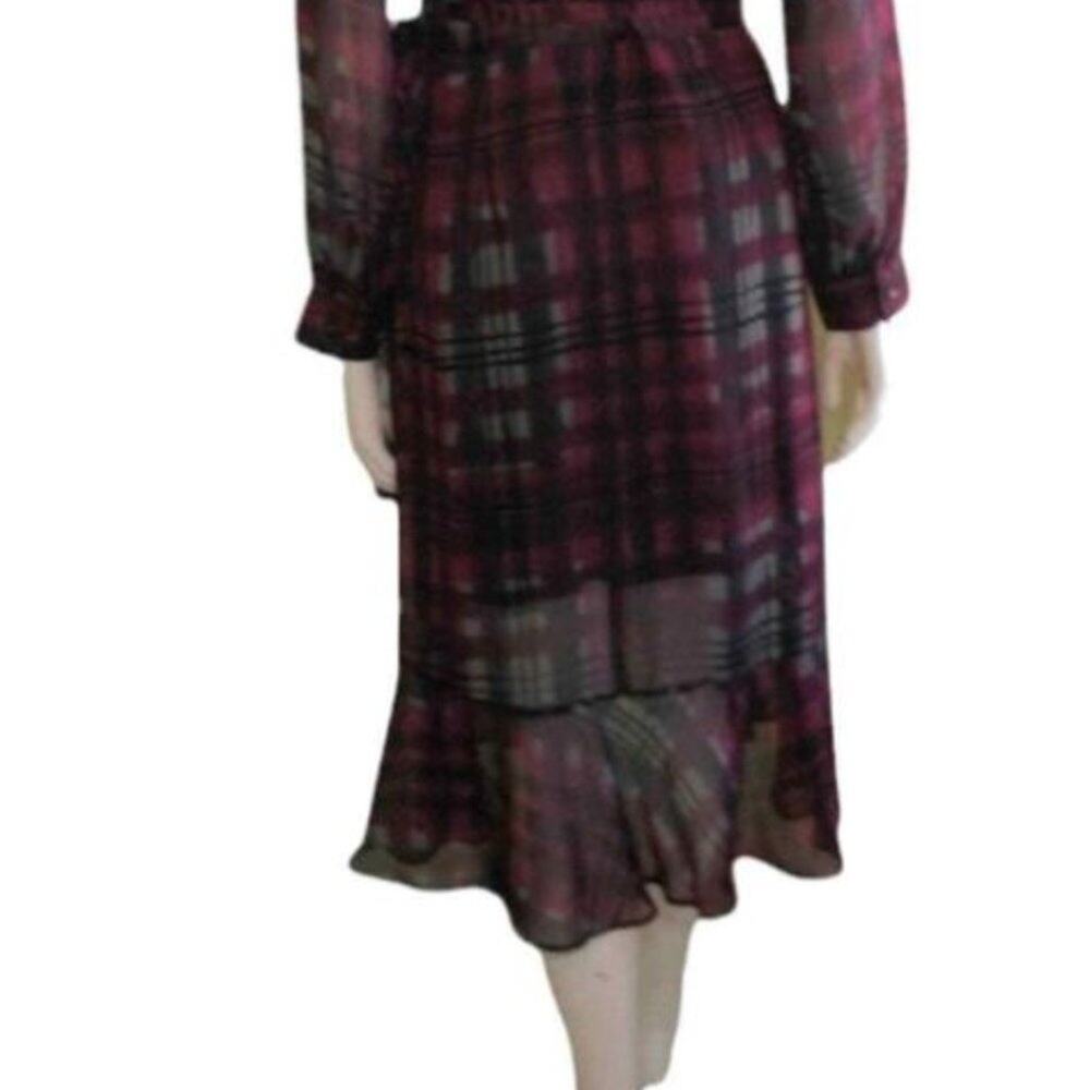 Nanette Lepore Chiffon Ruffle Wrap Dress Sz 6 Bur… - image 8